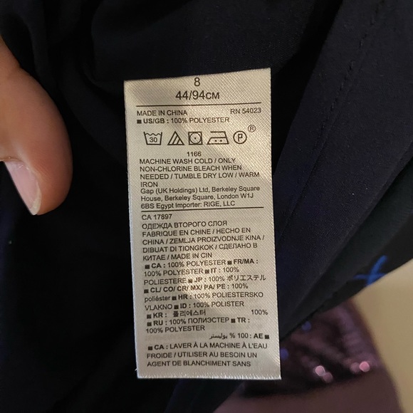 Banana Republic Blue and Black Long Sleeve wrap style dress Size 8 - Picture 2 of 12